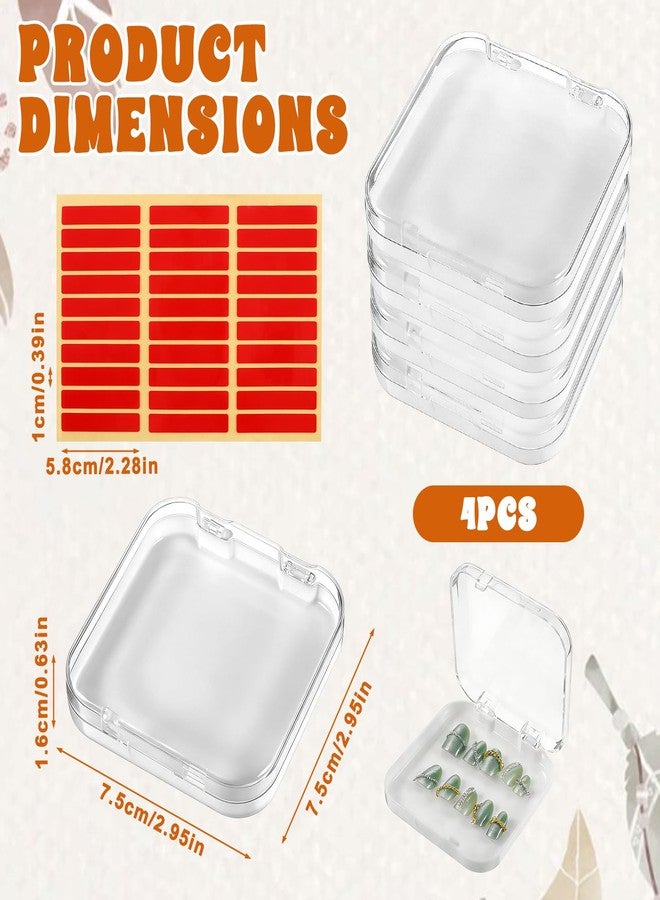 Eldraqth 4PCS Press On Nail Packaging Box Clear Press on Nail Storage Box for Manicurist with 36 Pcs Adhesive Double Sided Tape - Image 2